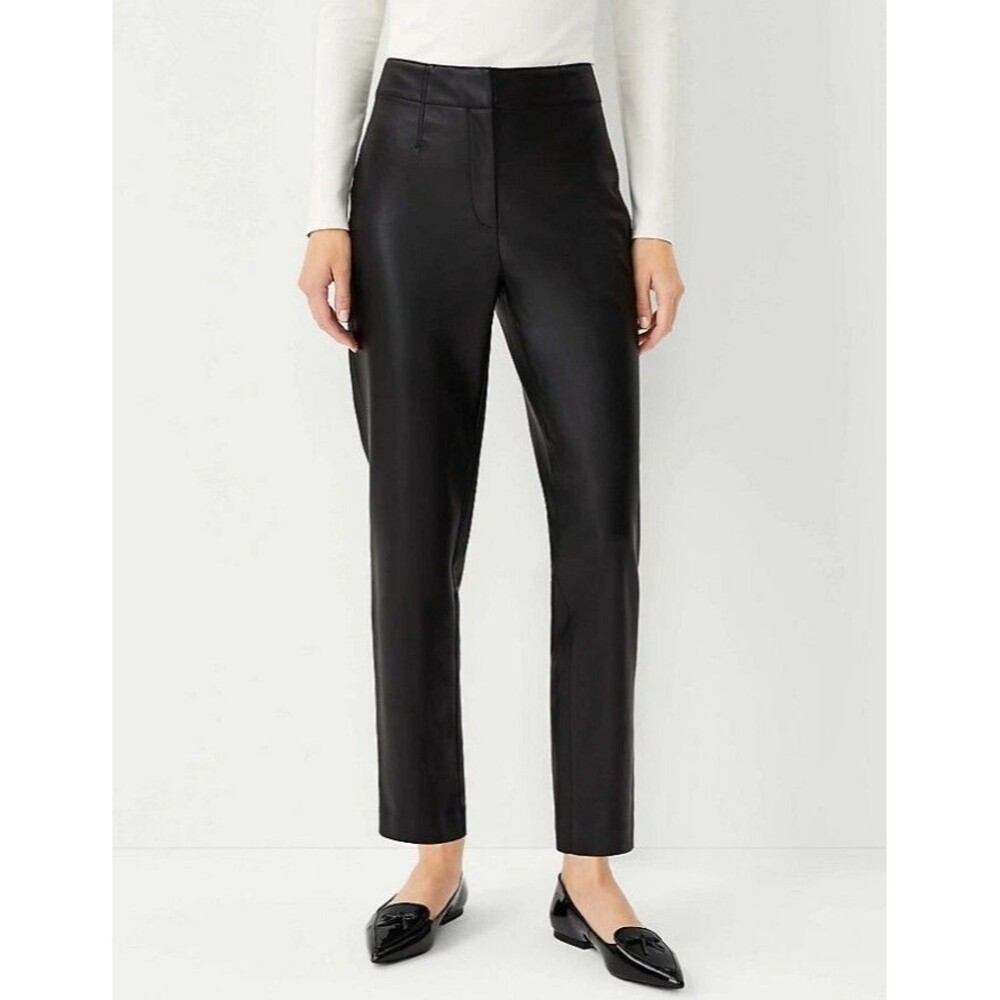 Ann Taylor Black Faux Leather Pants Size 14